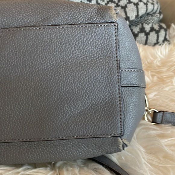 Kate Spade Gray Pebbled Leather Satchel Purse Adjustable Strap Dual Handles - Picture 5 of 11